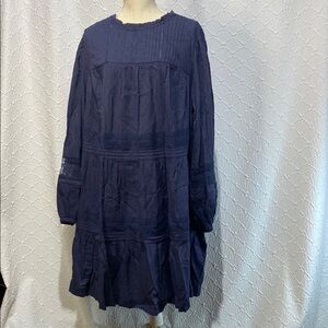 NWOT Old Navy size 3X Navy Blue Midi Dress lightweight summer spring long sleeve